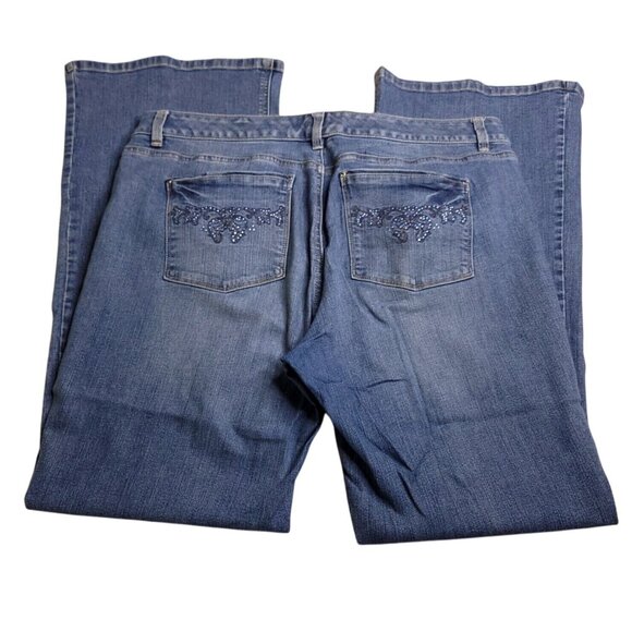 White House Black Market Womens Flare Leg Contour Jeans 14 Medium Wash Mid Rise - Picture 2 of 9